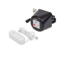 Water leak protection kit includes a wireless autonomous flood sensor ATIS-700DW-T and an electric actuator for the ball valve ATIS-TC34 with Tuya Smart support, Белый